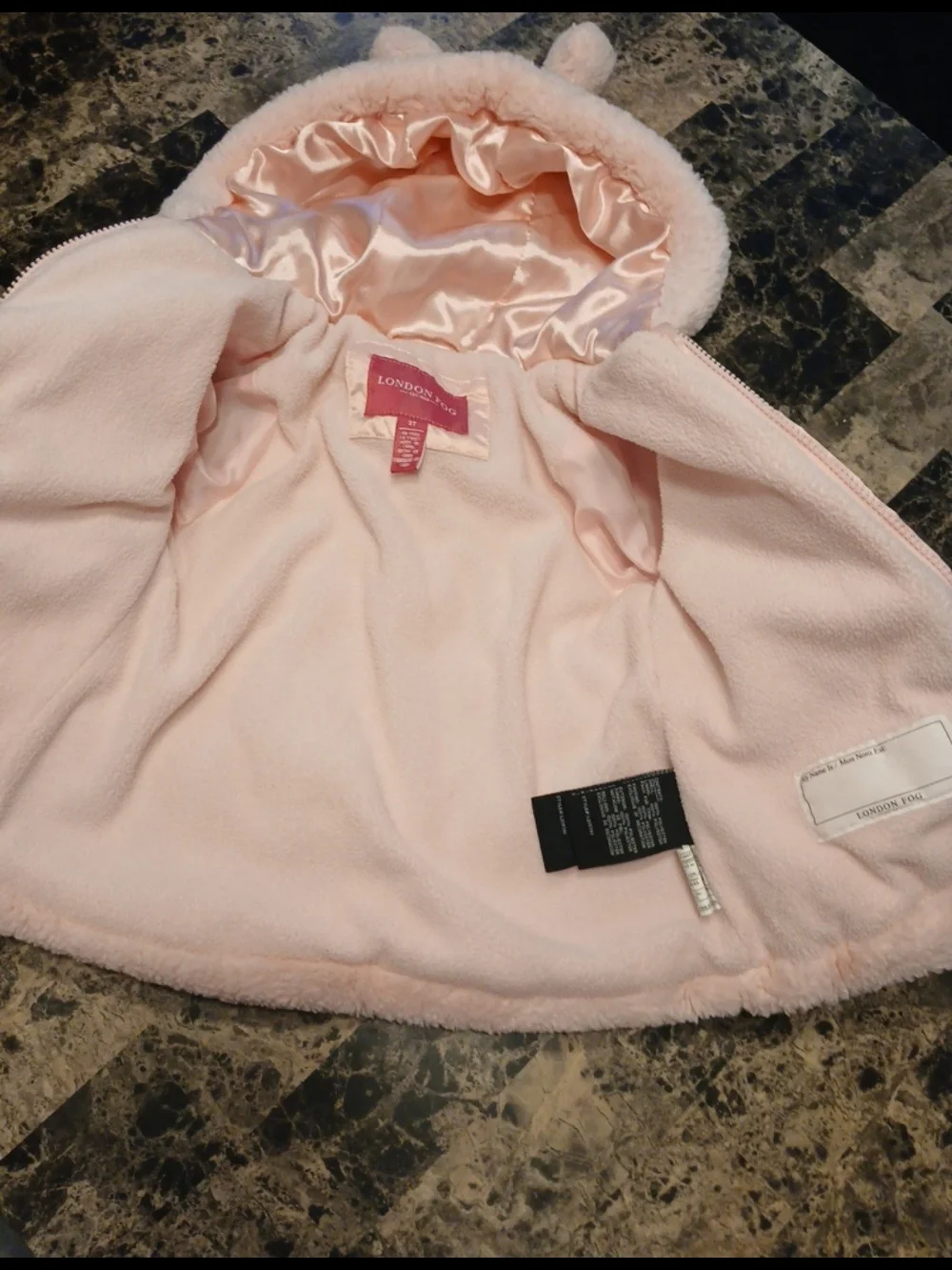 London Fog Girls Toddler Pink Puffer Coat with Faux Fur Trim